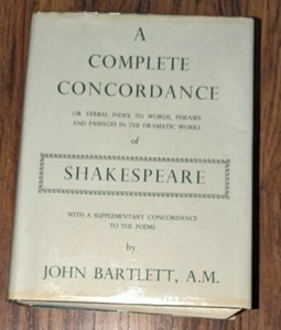 A COMPLETE CONCORDANCE OF SHAKESPEARE BY JOHN BARTLETT AM HARDCOVER 1965 - Picture 1 of 6