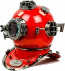 Antique Diving Divers Helmet Brass Scuba Deep Mark V Us Navy Vintage Red Diving