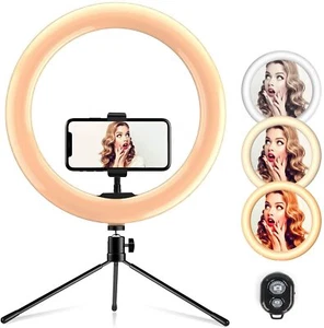 10" Selfie LED Ring Light Kit w/ Tripod Stand Phone Holder Dimmable Photography - Picture 1 of 7