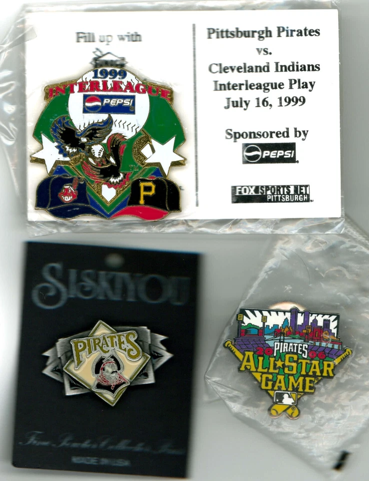 3 Pittsburgh Pirates MLB baseball pins - All-Star Game - Interleague Pepsi pin - Image 1 of 1