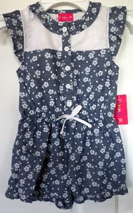 Penny M Mädchen Strampler Größe 4T blau Blumenmuster Blume Knopfleiste Rüschen - Bild 1 von 5