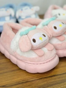 Girls Plush Slippers Sanrio Cinnamoroll My Melody Kuromi Winter Warm Shoes Gift - Picture 1 of 8
