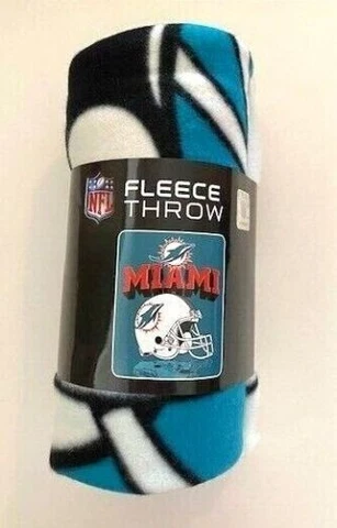 MIAMI DOLPHINS BLANKET FLEECE THROW GRIDIRON SERIES NWT NFL LICENSED Cover