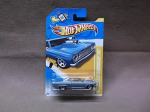 HOT WHEELS 2012 #2 BLUE 1964 CHEVROLET 64 CHEVY CHEVELLE SS OUTLAW STREET RACER - Picture 1 of 3