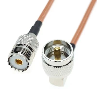 RG400 PL259 UHF Male Right angle to UHF Female SO239 Coax Conncor RF Cable Lot - Image 1 of 4