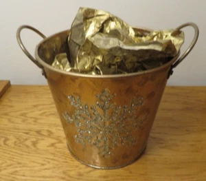 Copper Snowflake Bucket Medium CXLRLA 5" Tall Christmas Holiday Decorative Decor - Picture 1 of 8
