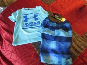 Under Armour Loose Fit Heatgear Rash Guard & Badehose Set Jungen Größe 4. Neu mit Etikett - Bild 1 von 12