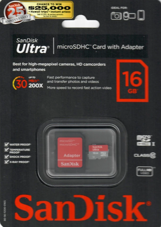 NEW SanDisk Ultra 16GB MicroSD Memory Card - SDSQUI-0016 - Image 1 of 1
