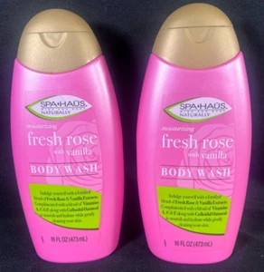 Set di 2 SPA HAUS Rosa Fresca con Lavaggio Corpo Vaniglia 16 oz Ottimo Stocking Stuffer - Foto 1 di 1