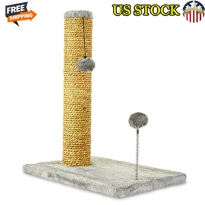 Seagrass Cat Scratch Post W/ Toys Easy to Move Indoor Playful Cat Exercise New - Picture 1 of 8