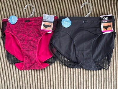 NWT BALI LACE DESIRE BLACK Red  HI-CUT #DFCD63 PANTIES SZ L/7 Hipster - Image 1 of 4