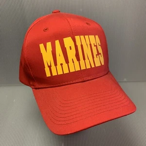 Marines Bold Letters Red & Gold Hat ~ Snapback Nissin Cap USMC ~ OSFM - Picture 1 of 11
