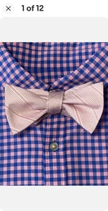 TOMMY HILFIGER Bow Tie And Pocket Square Pink Tie with Blue Turtle Pocket Square - Picture 1 of 7