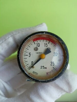 罕见老式苏联深度计 25 米 1972 年编号 9633 阅读描述! — 第 1/4 张图片