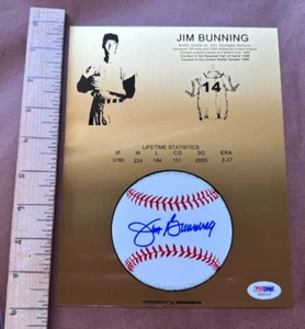 JIM BUNNING SIGNED Auto 7X9 PHOTO BASEBALL HALL OF FAME INDUCTION DAY PSA COA - Picture 1 of 6
