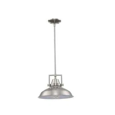 Hampton Bay Wilhelm 12 pulgadas Colgante de granja industrial de níquel cepillado de 1 luz Foto 1 de 4