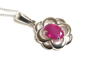 9ct White Gold Ruby Pendant Celtic Necklace and Chain UK Made, Gift Boxed - Picture 1 of 6