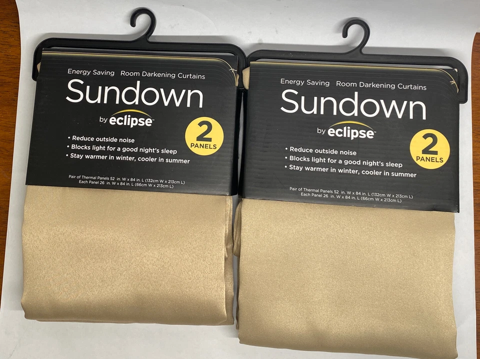 2 X Blackout Energy Saving Curtains Sundown By Eclipse Taupe 52” By 84 JS4 - Image 1 of 1