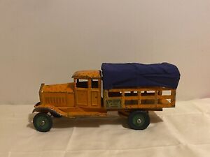 Kingsbury Toys 1920s Pressed Steel Motor Driven RARE COVERED Stake Truck Y-2