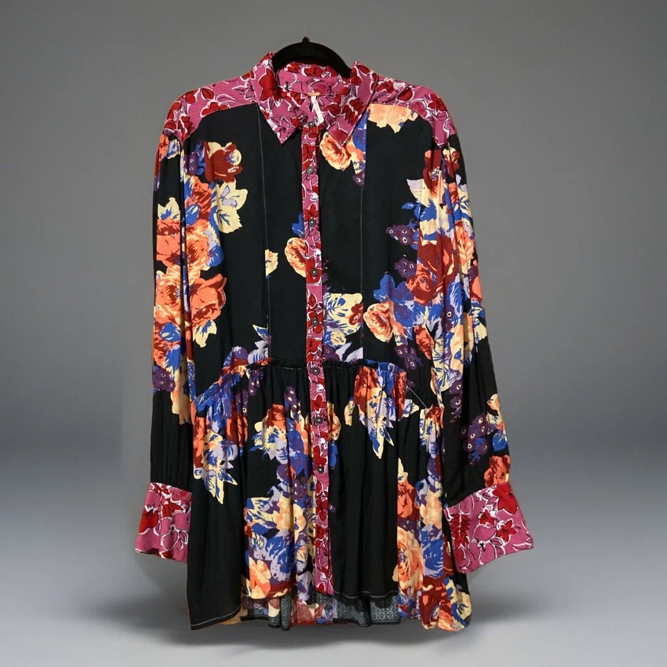 Blusa túnica Free People brunch bunch floral boho tamanho grande 42 polegadas peito - Imagem 1 de 4