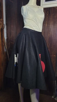 Handmade Felt Poodle Hairspray Style Black And Red Pleated Skirt Costume Small - Image 1 of 4