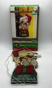 Peanuts beleuchtete Fensterdekoration Snoopy & Woodstock 12" Frohe Weihnachten in Box funktioniert - Bild 1 von 2