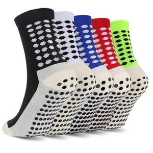  5 Pairs Kids Youth Grip Soccer Socks Medium White，black，green，red，blue - Picture 1 of 8