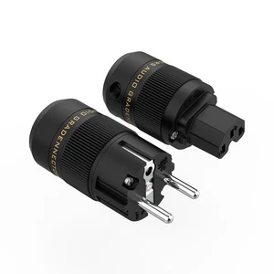 Rhodiniert EU Schuko Netzstecker HiFi Audio Stromkabel Stecker - Bild 1 von 13