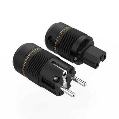 Rhodium Plated EU Schuko Mains Power Plug HiFi Audio Power Cable Male Connector - Image 1 of 4