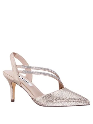 Zapatos de salón NINA NEW YORK para mujer con correas de champán con honda trasera tanaceto de aguja 9 M Foto 1 de 4