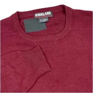 Suéter Kirkland Signature Para Hombres 100% Cachemira Grande Cuello Redondo Borgoña LEER - Imagen 1 de 9