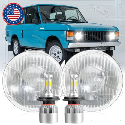 For 1970-1995 Land Rover Range Rover Classic DOT 7" Round Black LED Headlights - Image 1 of 4