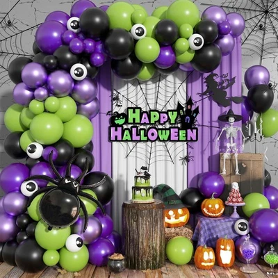 Kit Arco Globos Halloween, 108 Piezas Negro Verde Púrpura Globos Guirnalda Kit,... Foto 1 de 4