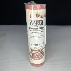 Wallpaper Border Country Primitive Star Heart Berry Bows Crackle Brown Burgundy - Picture 1 of 6