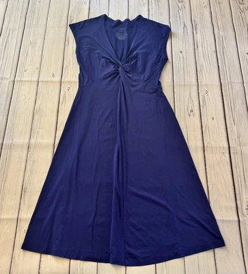 Patagonia Blue Seabrook Bandha Knotted Front Vneck Shortsleeve Dress Women M - Image 1 of 4