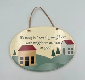 Love Thy Neighbor Redware Pottery Wall Hanging 5" x 7.5" - Picture 1 of 7