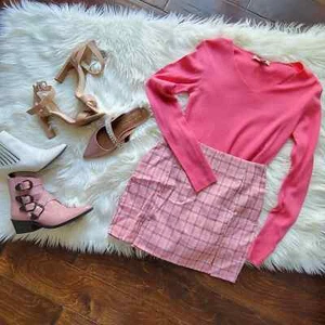 Banana Republic Rosa Baumwolle Wolle Mischung Strick V-Ausschnitt Stretch Valentinstag Top, Medium - Bild 1 von 12