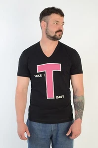 Dolce & Gabbana D&G Luxury Men's Black Cotton Take it Easy Tee Shirt Sz 48 Italy - Picture 1 of 11