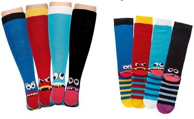 MARKENLOS Kinder Kniestrümpfe, mit Dessin im 3er Pack, Motiv "Freche Bande"