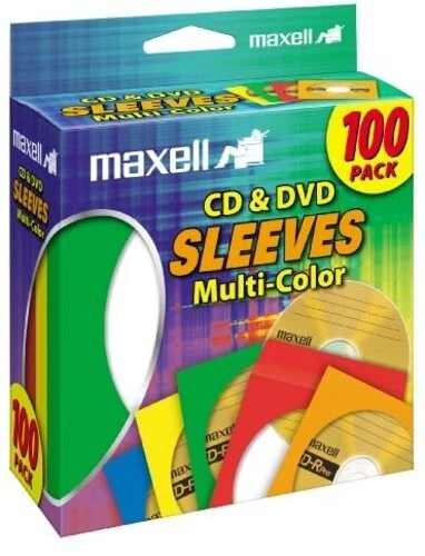 Maxell 190132 cd-403 cd/DVD Paper Sleeves-Clear Windows 100 Cnt Asst Colors by Maxell 190132 cd/Dvd HD Paper Sleeves 100 Pk Clrs (Digital Record, 2017)