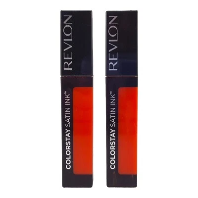 Lot of 2 Revlon ColorStay Satin Ink Liquid Lipcolor #014 Smokin' Hot Red 5 ml - Image 1 of 4
