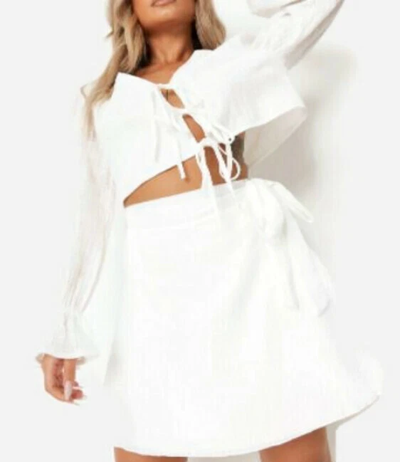 Minifalda envolvente Missguided en tela de queso blanca talla 8 nueva con etiquetas Foto 1 de 1