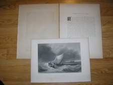 ANTIQUE NAUTICAL DUTCH SAIL FISHING BOATS STORM GALE WINDS WAVES OCEAN ART PRINT