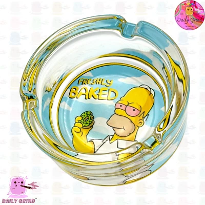 DAILYGRIND Cartoon Parody Glass Ash Tray Custom Cute Funny Gift Idea - 8.2cm