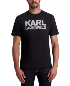 $59 Camiseta Karl Lagerfeld Para Hombre Calce Ajustado Cuadros Logo Gráfico Talla Pequeña - Imagen 1 de 5