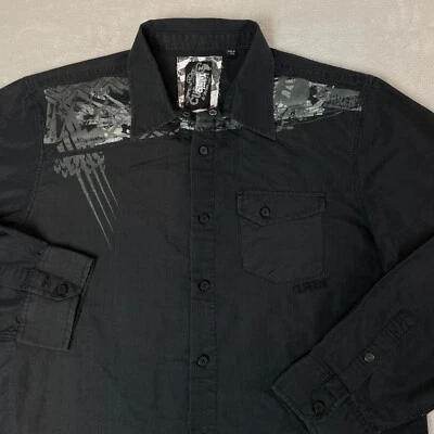 Camisa De Colección Y2K Ocean Current Manga Larga Para Hombre XL Informal Abotonada Negra Foto 1 de 4