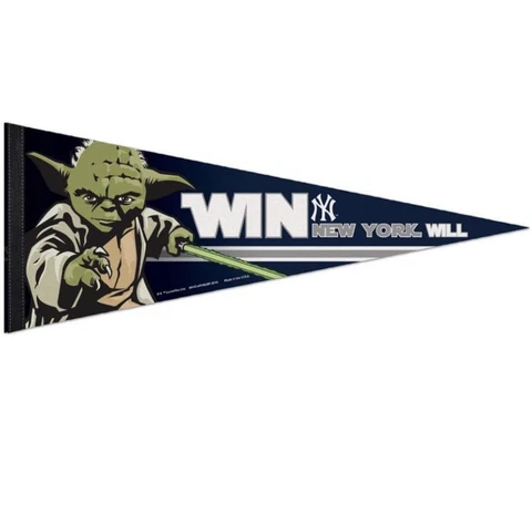 N.Y Yankees Star Wars Yoda Pennant 12x30” MLB Cover