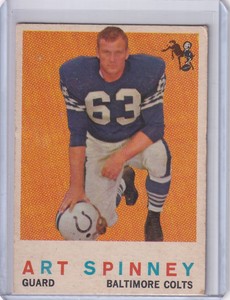 1959 Topps Football # 171 Art Spinney - Baltimore Colts