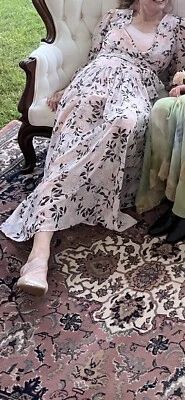 Calvin Klein Lined Pink Floral Chiffon Ankle Length Dress - Image 1 of 4