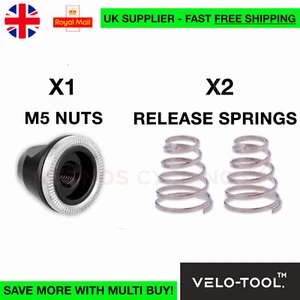 2x QUICK RELEASE SPRING SKEWER Velo-Tool™ Wheel + 1 x M5 NUT Screw Nut Axle Bolt - Picture 1 of 7